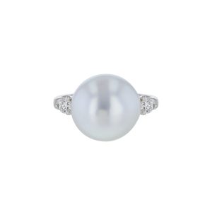 Three Stone South Sea Pearl Diamonds Ring