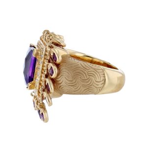 14K Yellow Gold Diamond Amethyst Ring, 5.69ct.